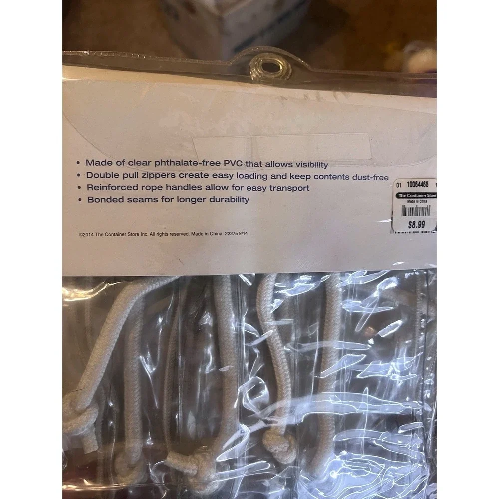 Lot Of 2 The Container Store Clear Small Chest Storage Bags 12x9x6 NOS Sealed
